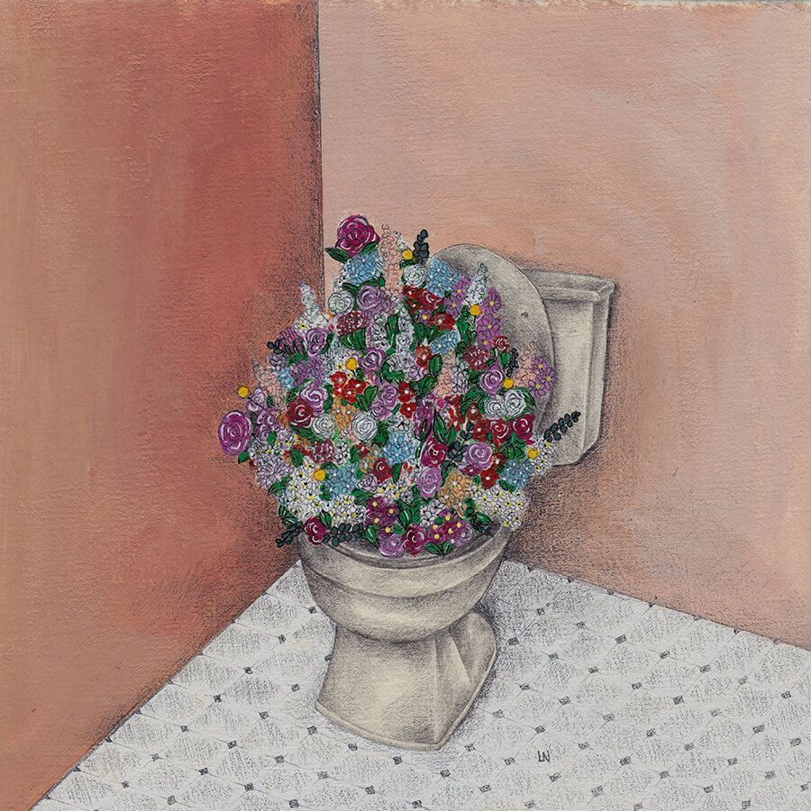 flores en el baño